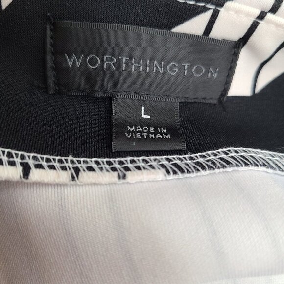 Worthington Black White Blue Striped Knee Length Skirt - Picture 6 of 6